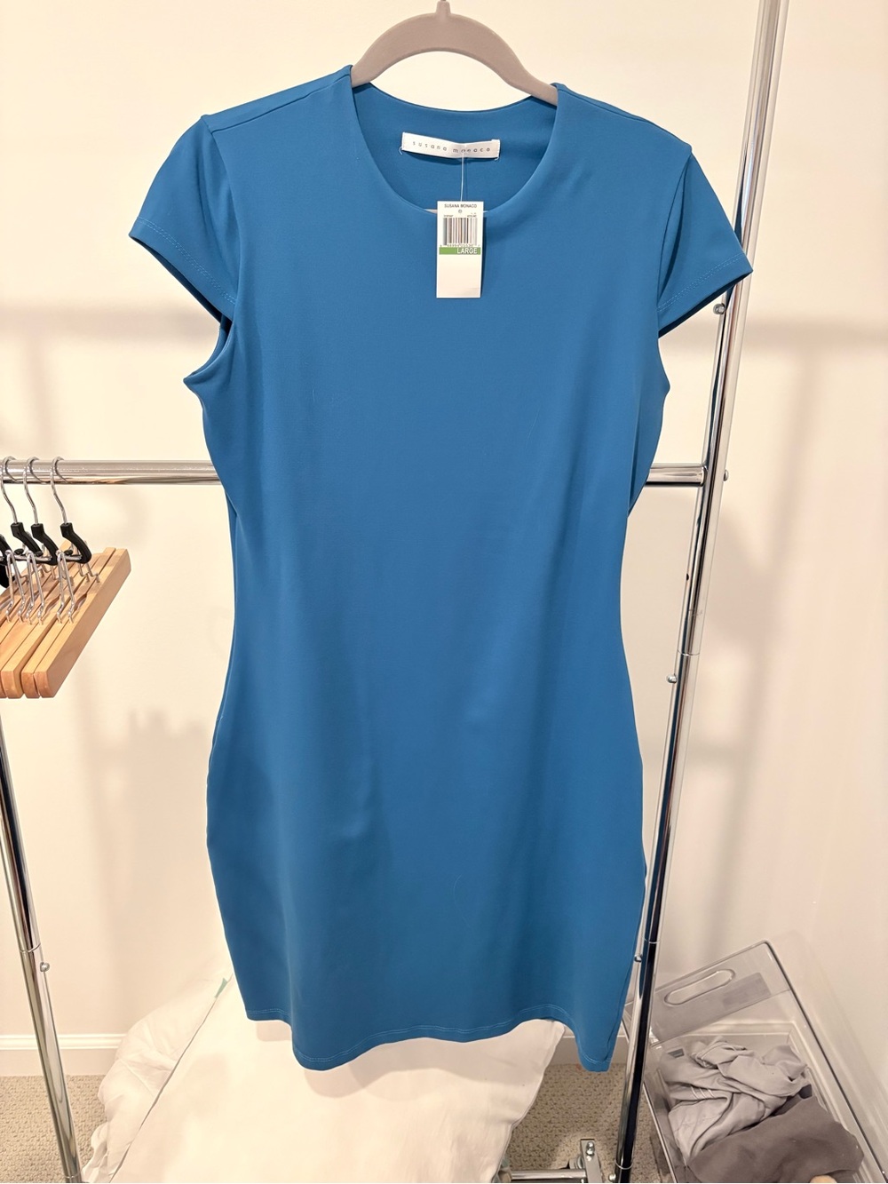 NWT Susana Monaco Teal-Blue Cap-Sleeve Mini Dress